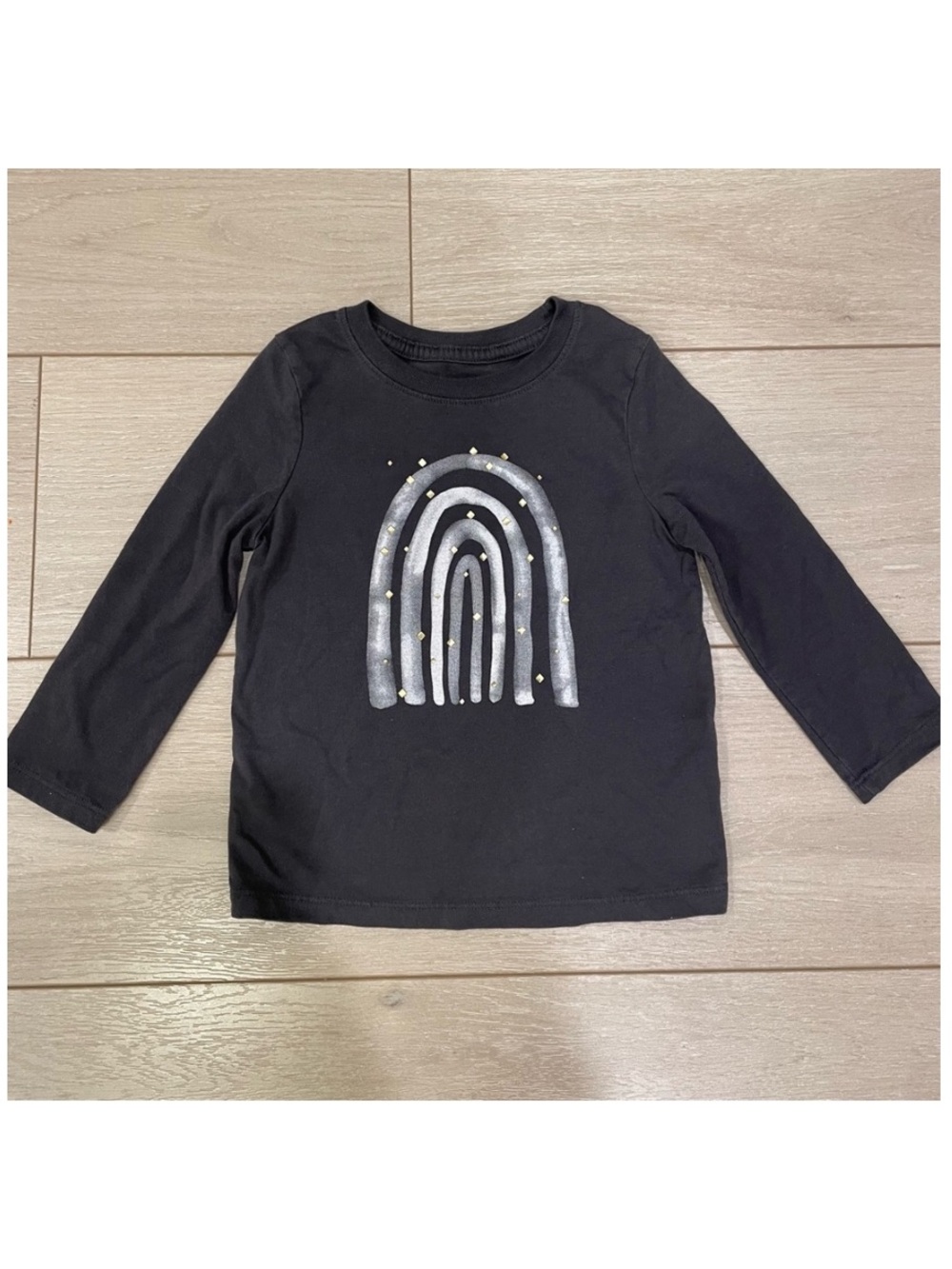 Cat & Jack Toddler Girls Dark Grey Rainbow Long Sleeve Tee - 3T
